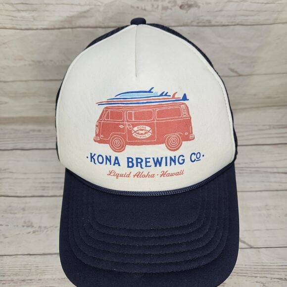 Kona Brewing Co Mesh Trucker Hat Baseball Snapback Cap Blue / White - Picture 2 of 7
